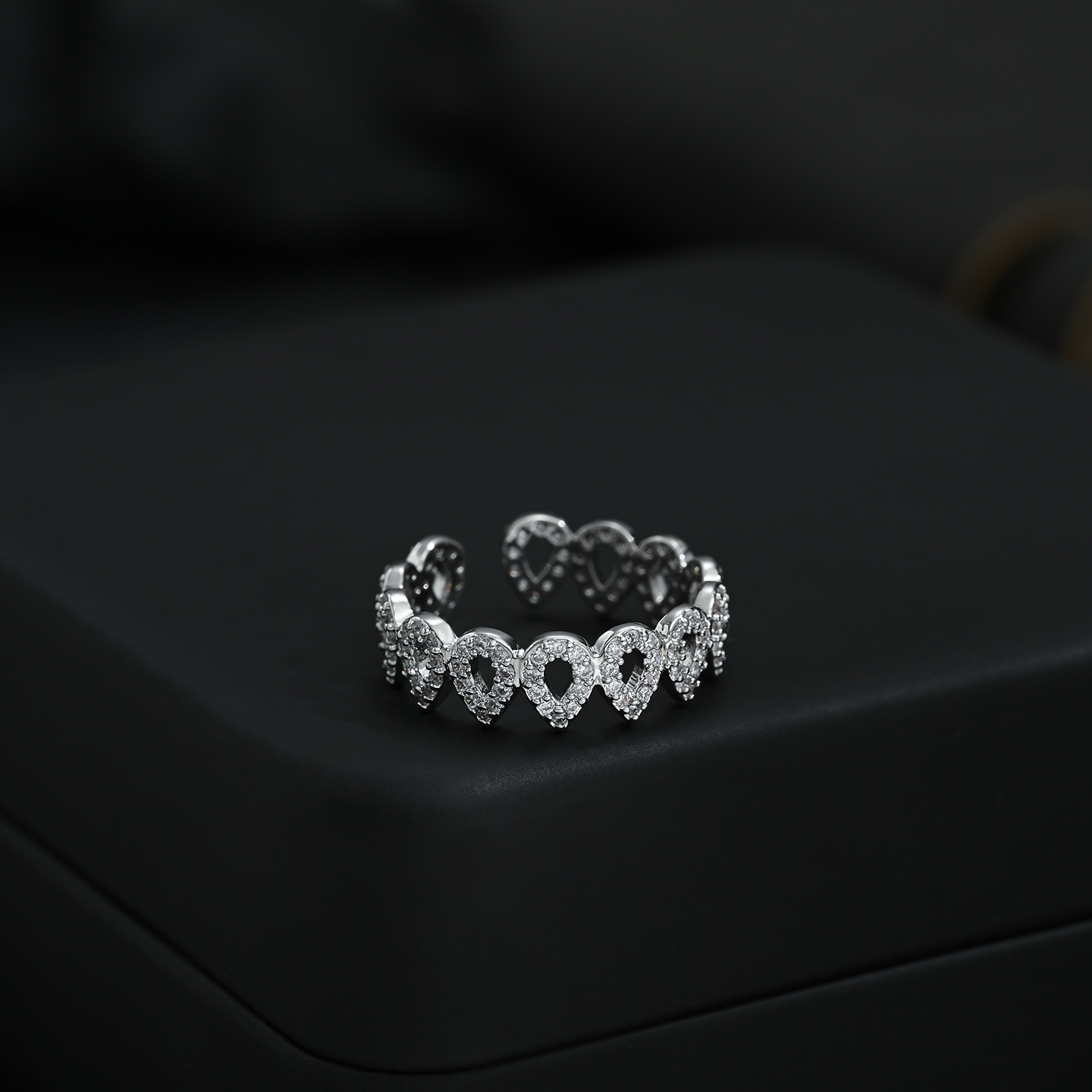 Moda europea y americana versátil corazón abierto ajustable anillo diario versátil Specification image