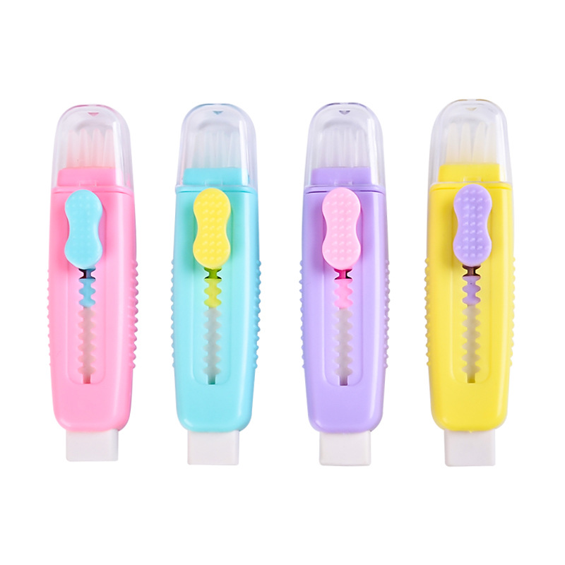 Tuqiang Creative telescopic Brush Eraser for primary school Students with high appearance level drawing, writing and correction colorful push-pull eraser Item Picture