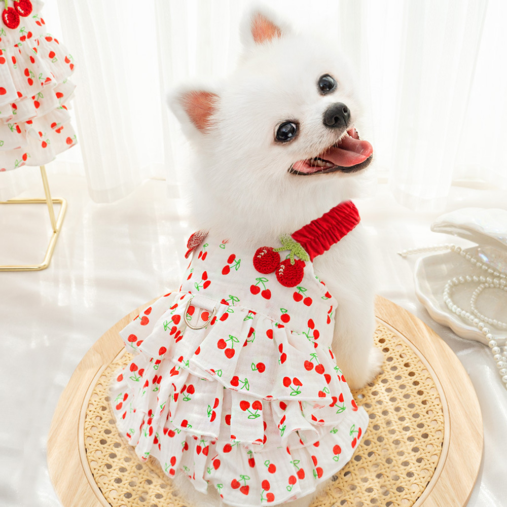 All-cotton pet dog and cat dresses, layered dog cake dresses, clothes, cat supplies, small and medium-sized dog wholesale for summer