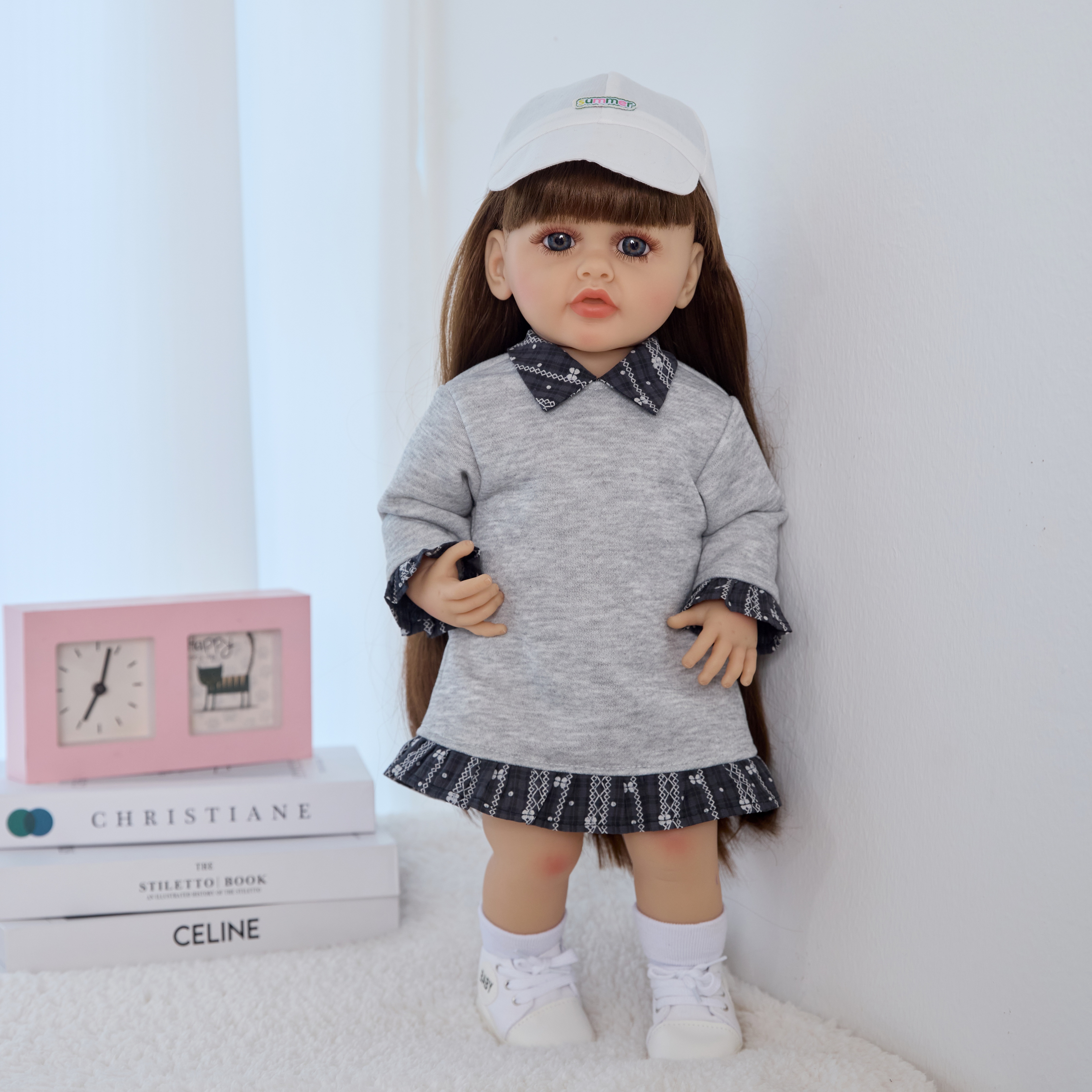 Cross-border stock 22-inch reborn doll simulation baby rubber soft rubber doll, children's toy doll wholesale details Picture
