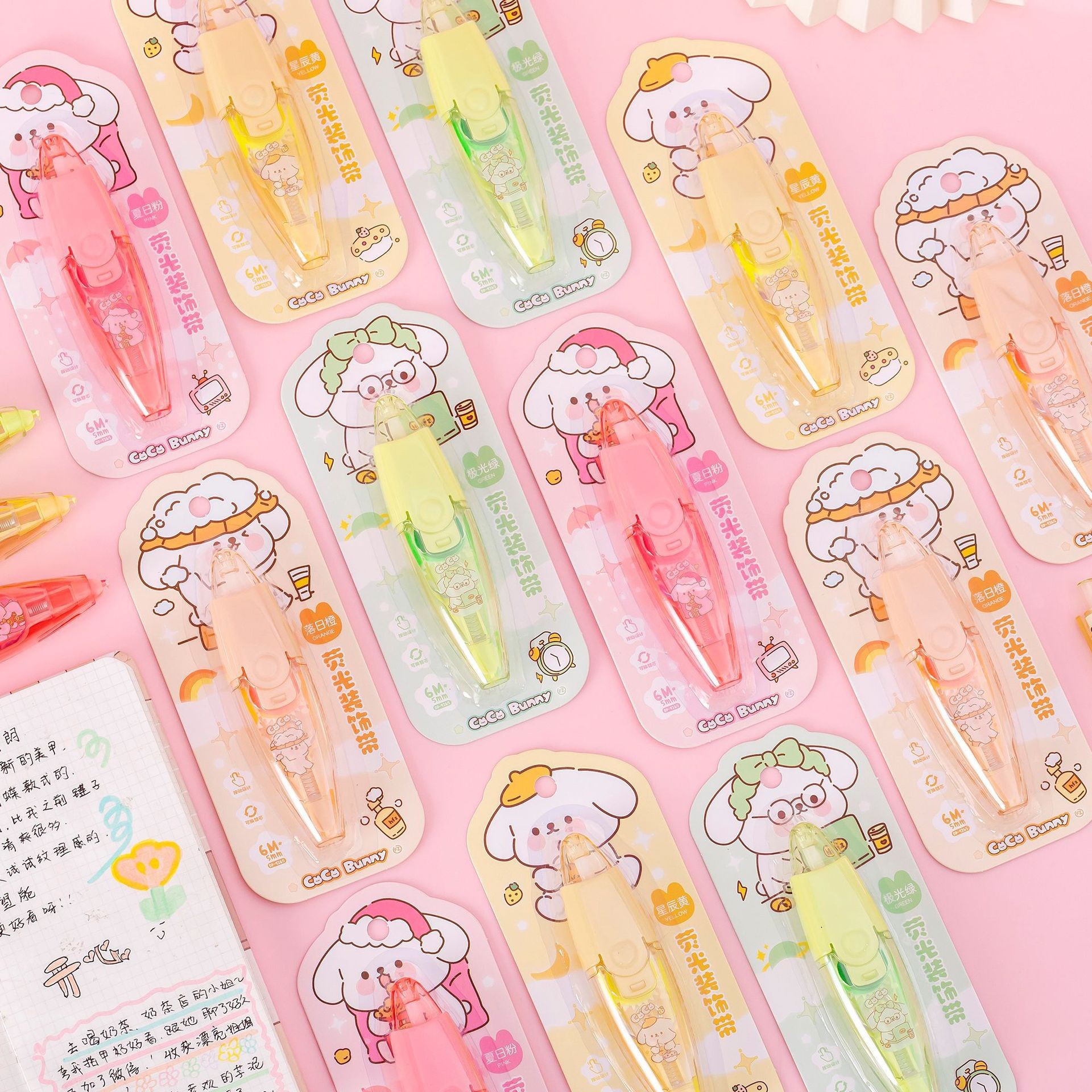 Domini's new notebook decoration tape is a cute transparent fluorescent tape for students, available in multiple colors for 6M factory wholesale Application Scenario