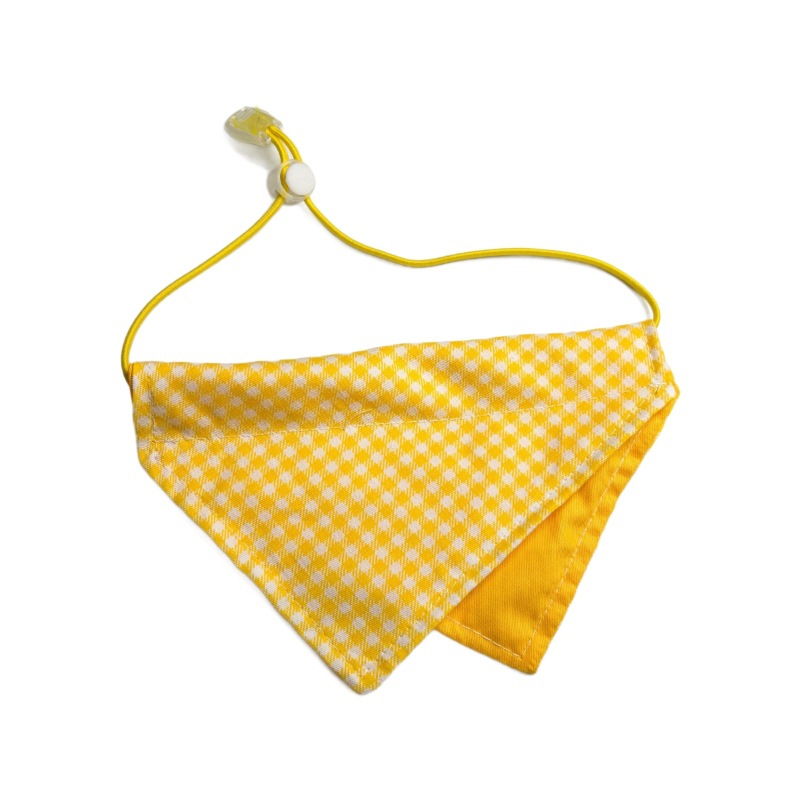 Yellow checkered pattern pet scarf, cat drool towel, woven scarf, pet accessory DIY, pet triangle scarf, checkered plain cute fabric patch, cat drool towel, small dog bichon Frise bib, fresh and clean Item Picture