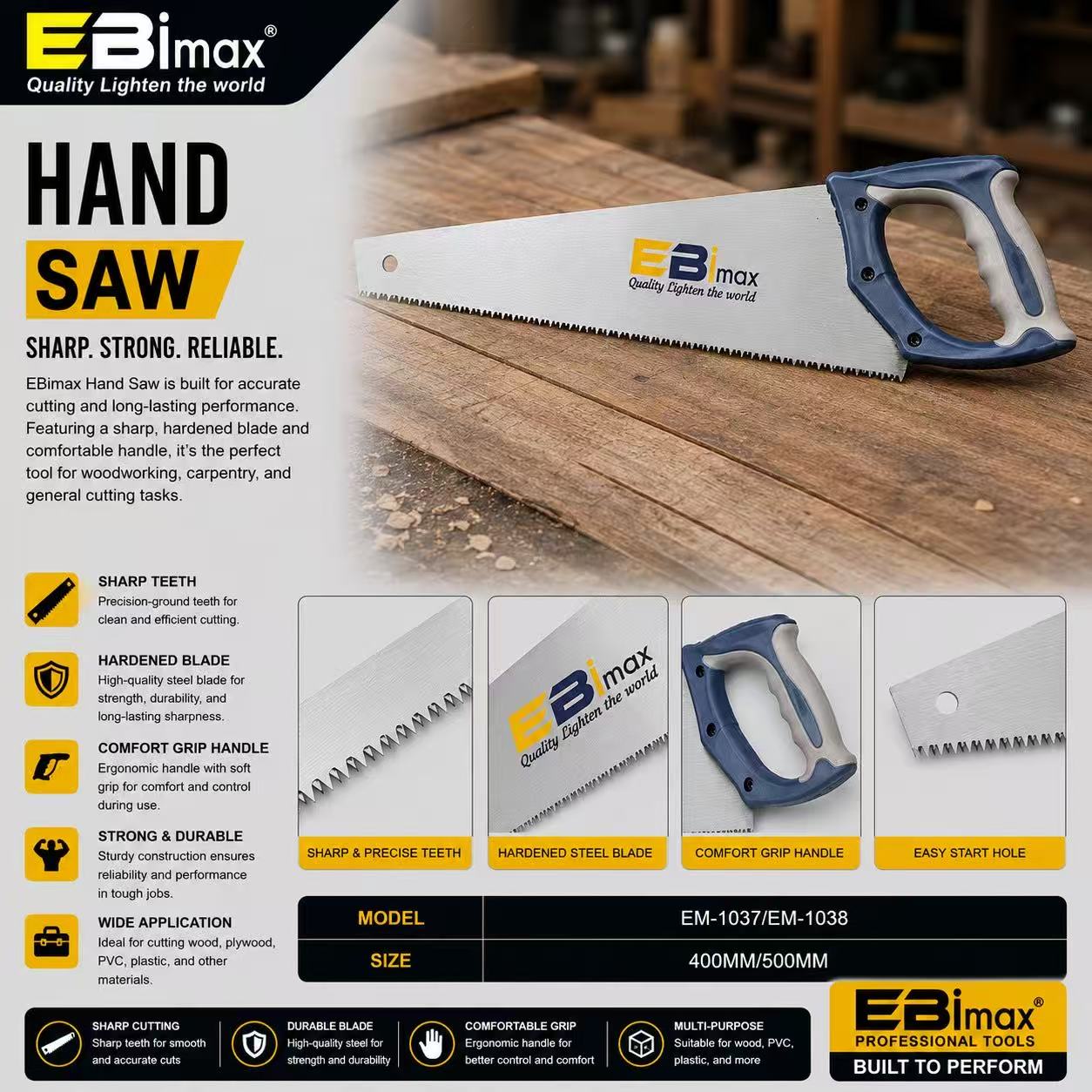 Sierras manuales EBimax sierras manuales sierras de corte de metal para carpintería sierras de acero de alto carbono tiras 300mm