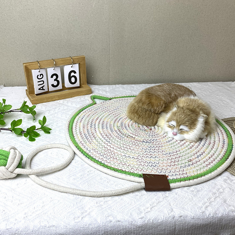 Cotton rope woven cat scratch pad toy ball integrated cat sleeping pad, scratch-resistant, wear-resistant, washable pet pad details Picture