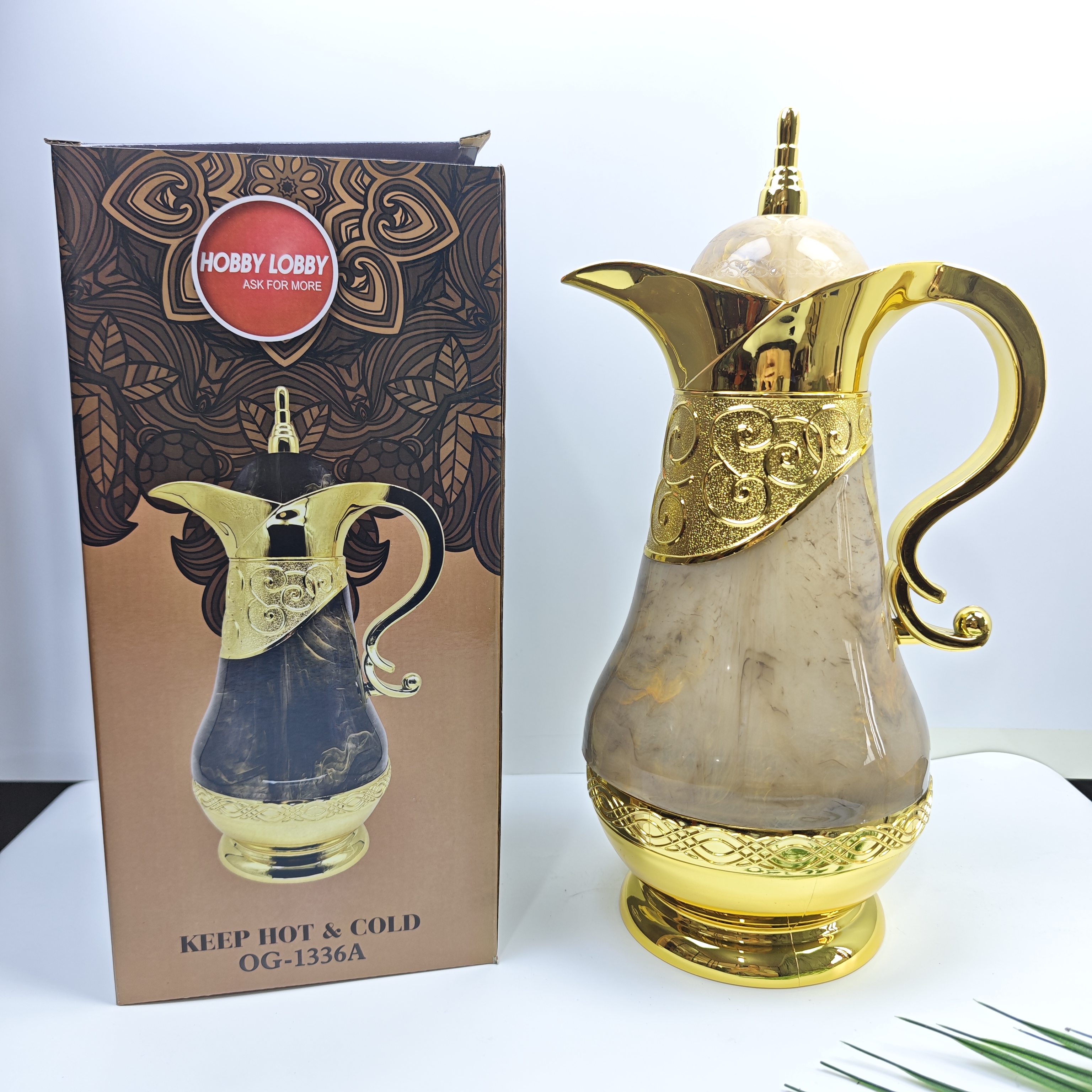 Vacuum Flask玻璃内胆热水瓶礼品订制批发咖啡壶阿拉伯中东金色水壶