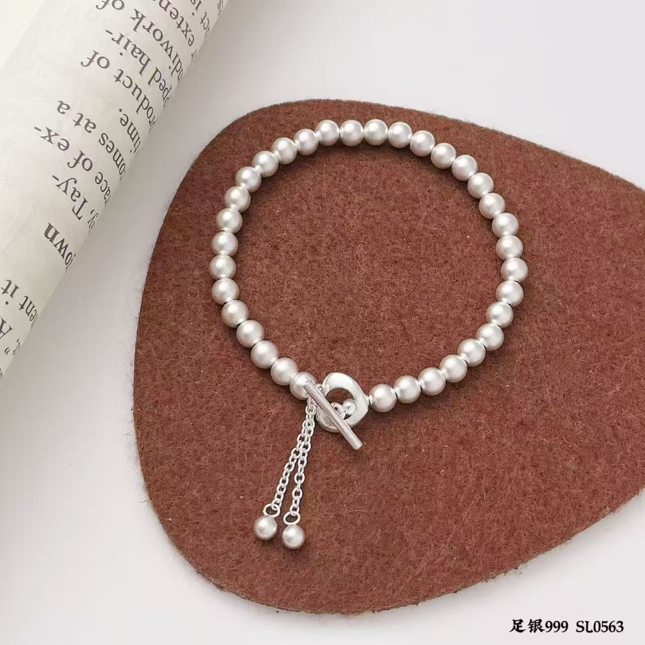 New jewelry, original design 999 sterling silver, 5-meter full, ancient method heart OT clasp tassel silver bracelet