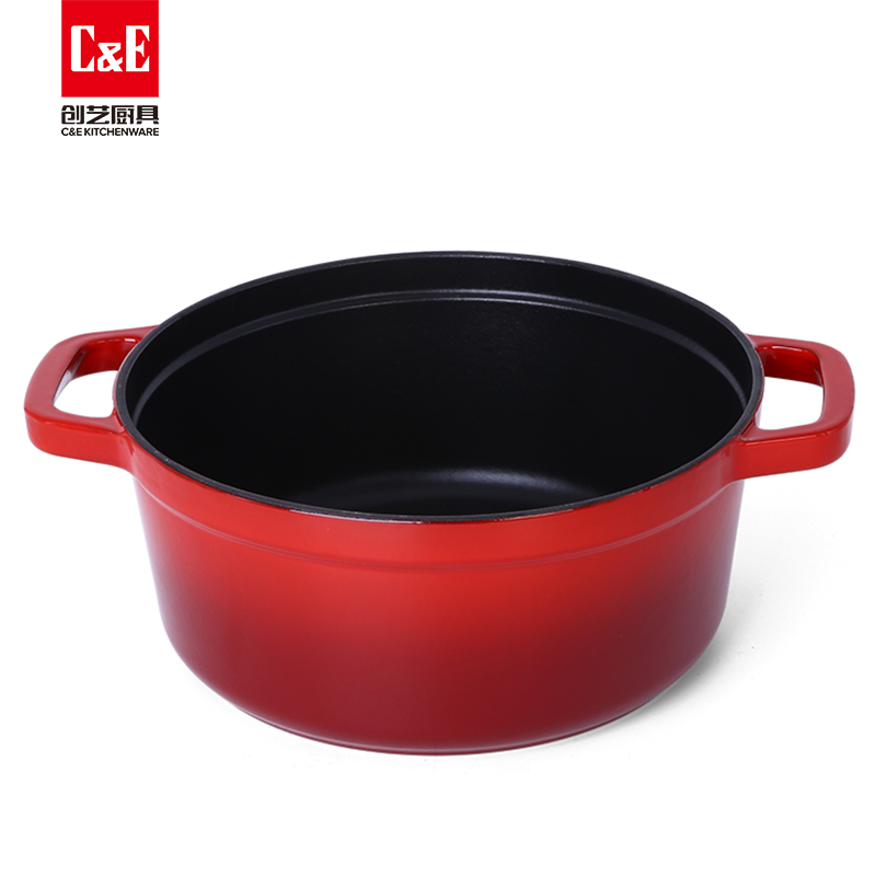 C&E Creative Enamel Soup pot with a frosted black cast iron multi-functional non-stick cooking and stewing function for kitchen use Application Scenario