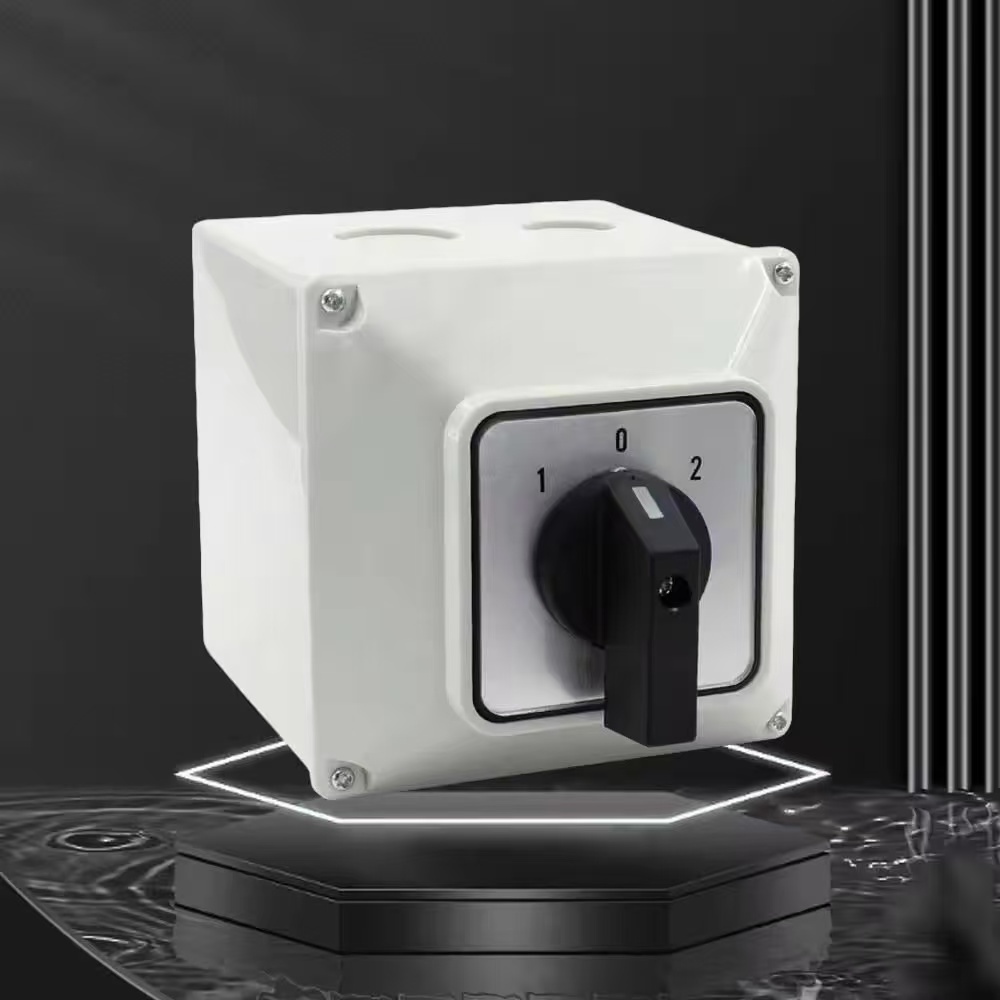 5-level universal transfer switch box, 4P 63A dual power switch, motor, waterproof industrial switch box, distribution box, junction box, waterproof and dustproof, IP65, wall-mounted installation rotary switch details Picture