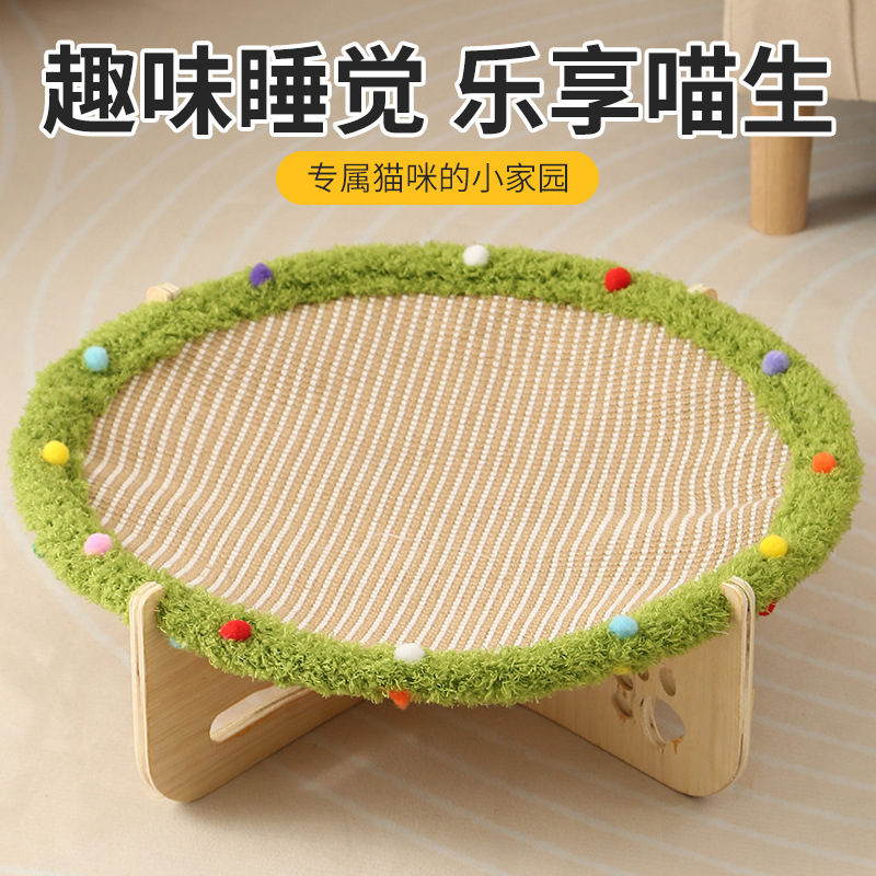 Linen trampoline, wooden cat bed, cat scratch board, hammock, integrated cat bed, all-season universal cat bed, dog bed, pet seat cushion Application Scenario