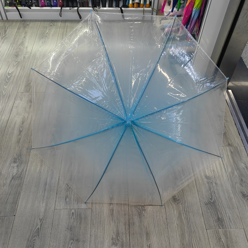 Hengdun's popular gradient transparent umbrella, a fresh and cute long-handled straight-stem umbrella, an 8-bone reinforced wind-resistant umbrella, a student commuting umbrella for school, a high appearance level, a popular street photography prop umbrella, available for wholesale and customized logo details Picture