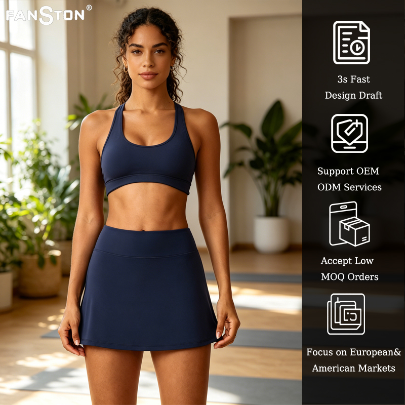 Two pieces of 2026 new summer slim-fit quick-drying tennis dress, running fitness dress, anti-glare fake, one mini sports skirt and one half skirt Application Scenario