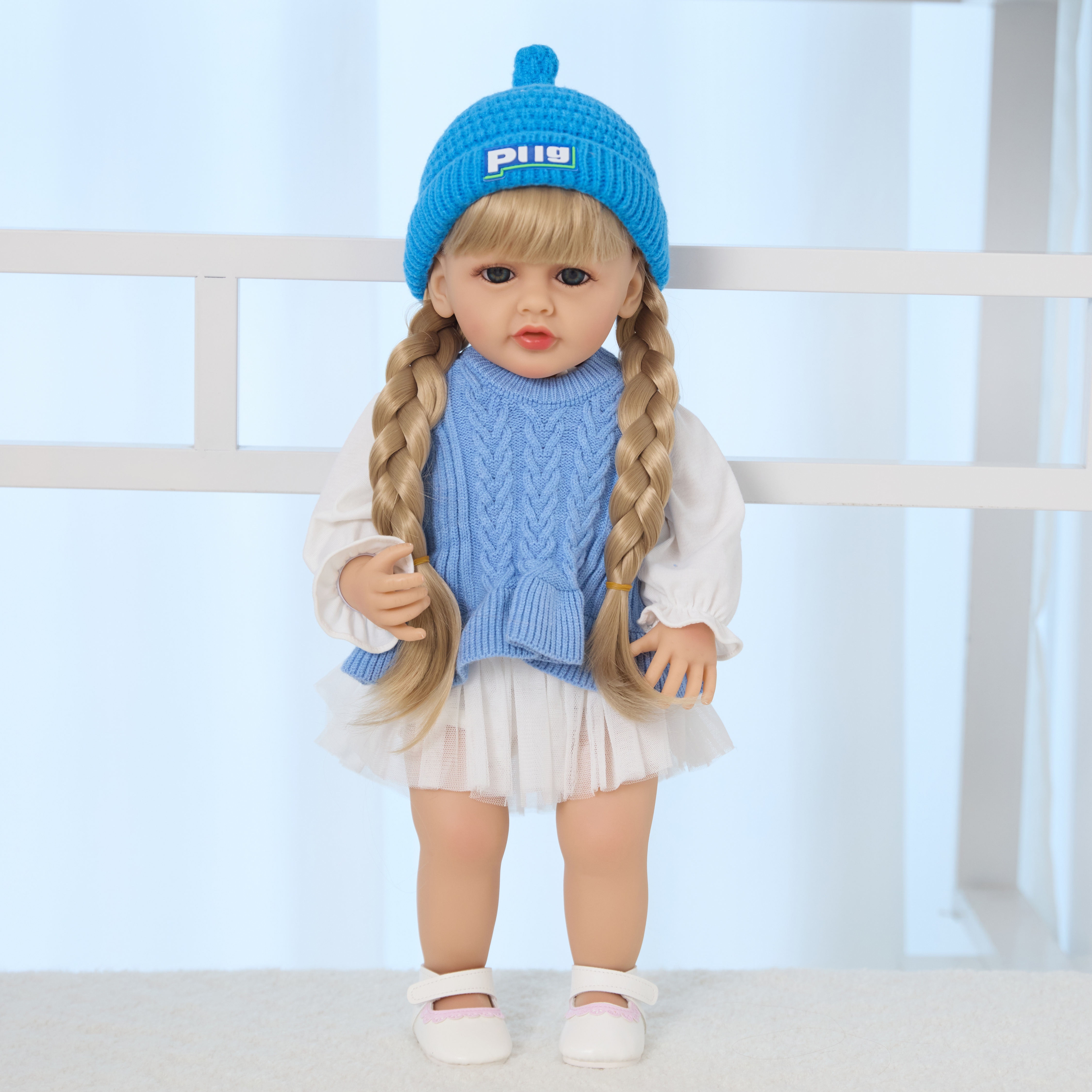 Cross-border 55cm emulación bebé reborn muñeca revestimiento de muñeca goma blanda niños juguetes bonecos acompañante dormir details Picture