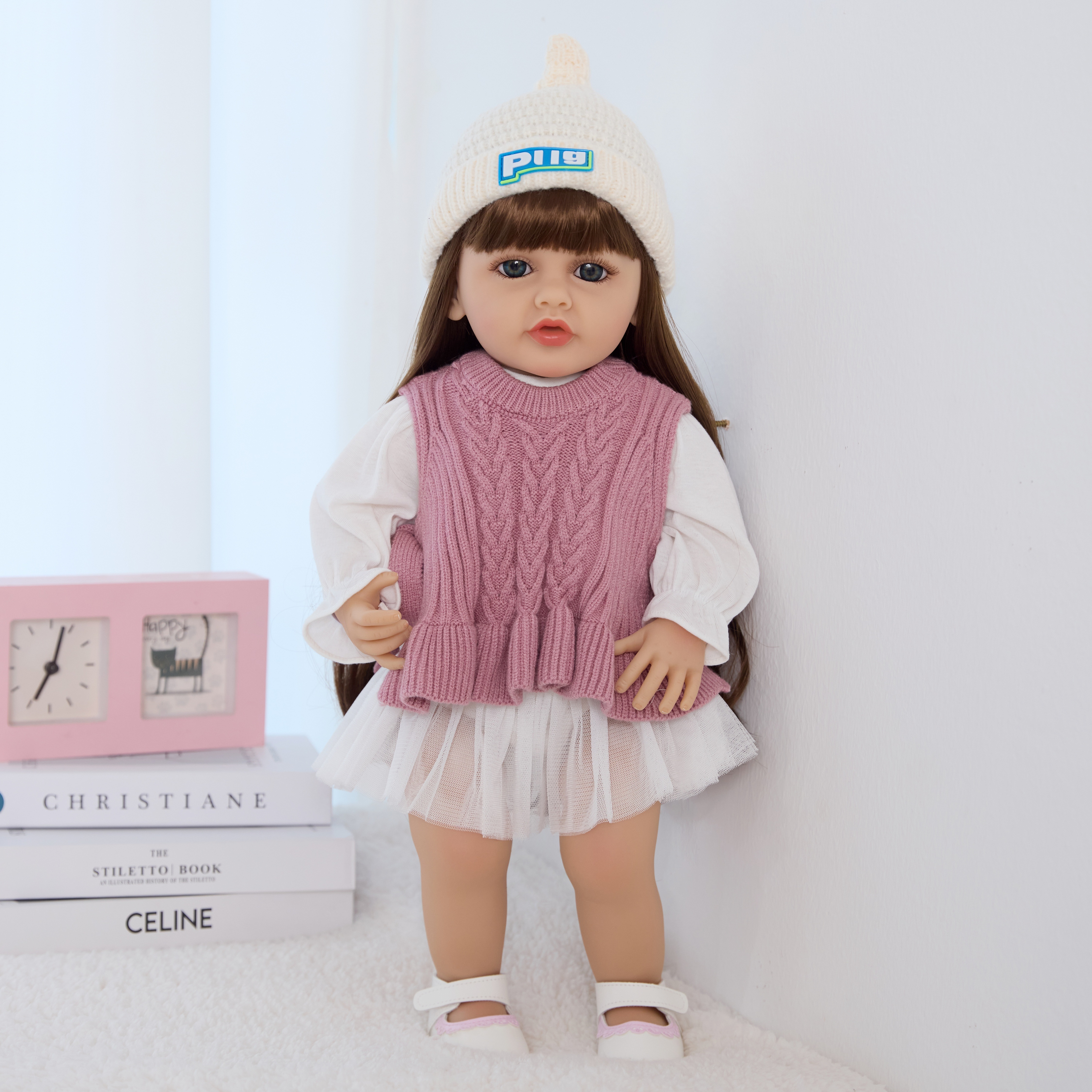 Cross-border 55cm emulación bebé reborn muñeca revestimiento de muñeca goma blanda niños juguetes bonecos acompañante dormir Specification image