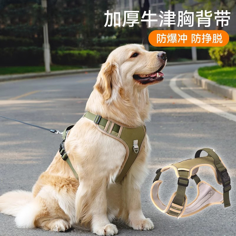狗狗牵引绳大型犬胸背带金毛拉布拉多背心式防爆冲遛狗绳子中型犬