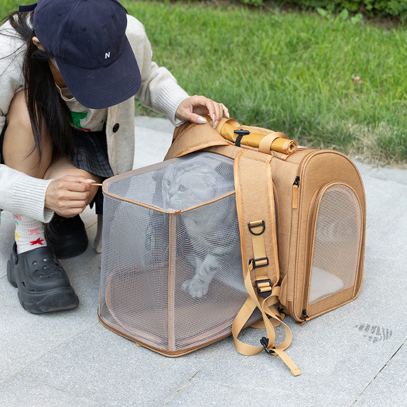 Bolsa de gato para salir portátil extensible mochila para mascotas de dos hombros para perros pequeños gato coche viajar bolsa para mascotas
