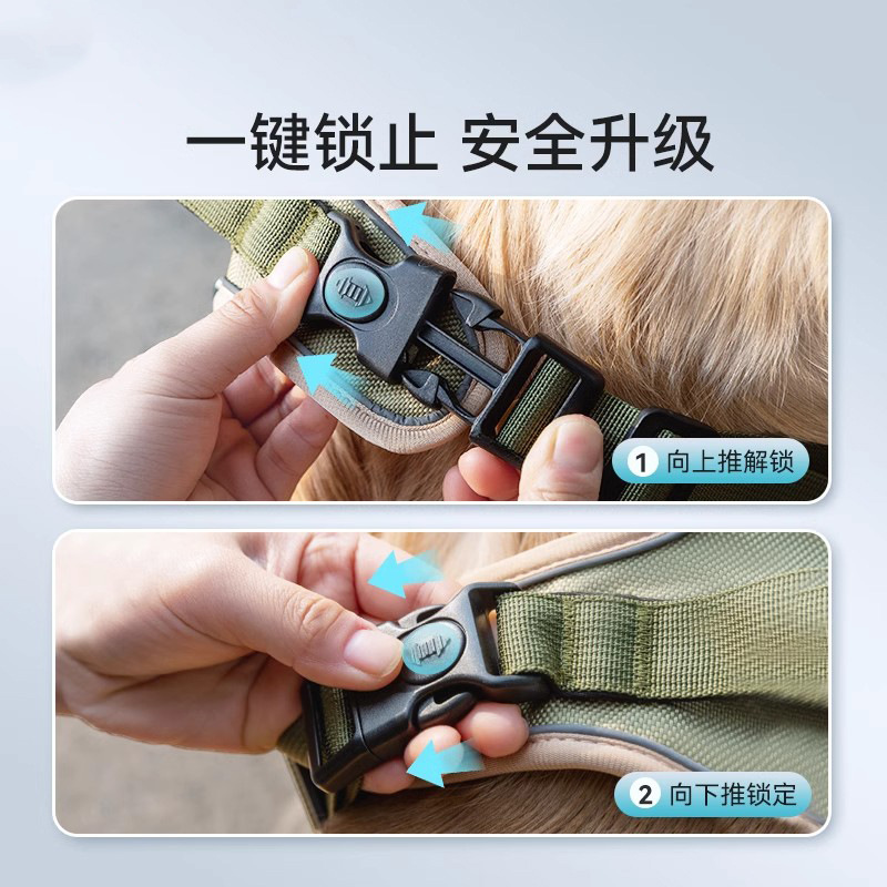 Dog leash, large dog chest strap, Golden Retriever or Labrador vest type explosion-proof dog walking leash, medium-sized dog Specification image