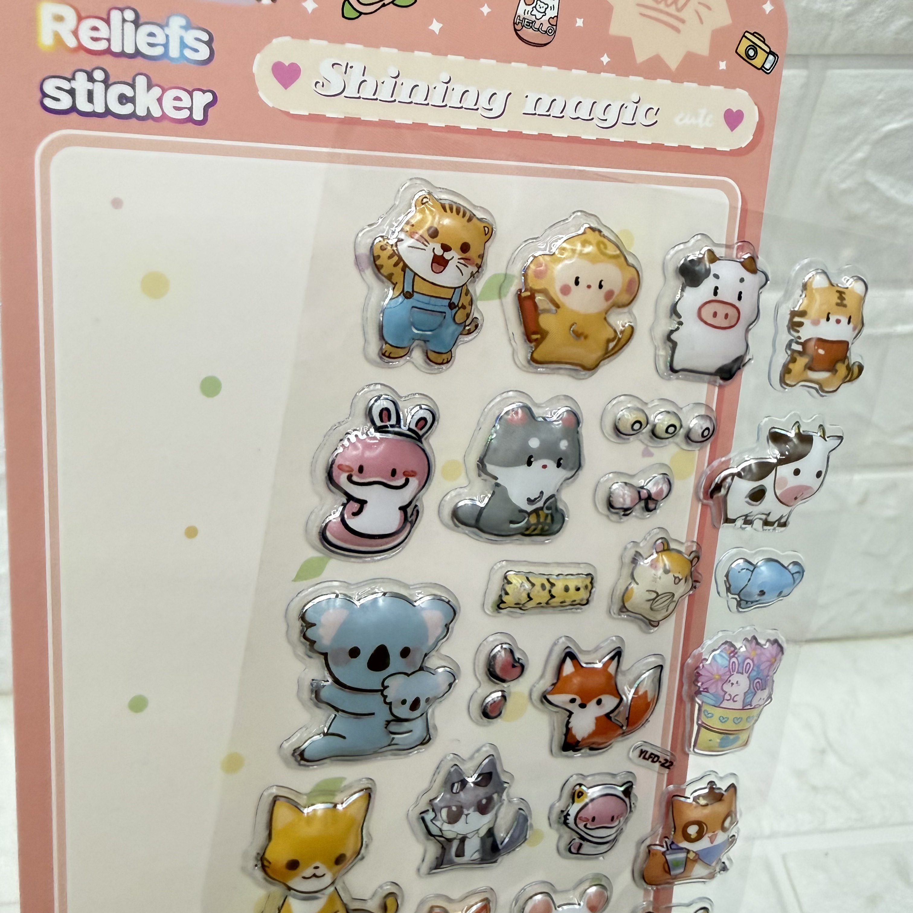 Cartoon 3D embossed stickers, silver-embossed cute animal diy mobile phone decoration stickers, embossed stickers pic 6
