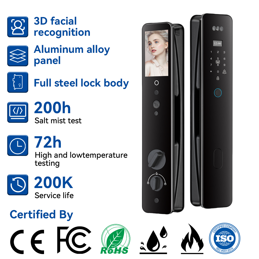 Face recognition smart door lock, card swiping smart door lock, AI smart electronic lock, remote APP connection and control K9007 Specification image