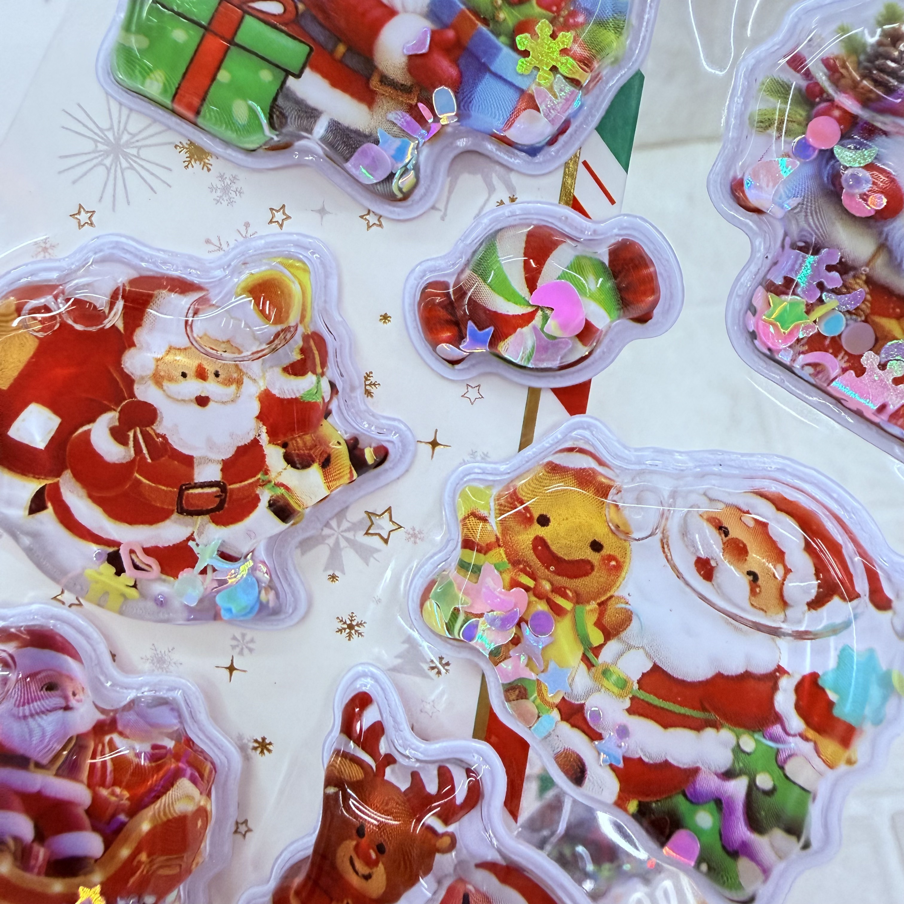 Christmas three-dimensional shaking water sticker, Christmas Shaking Fun Reward decoration sticker, water-filled shaking water sticker pic 7