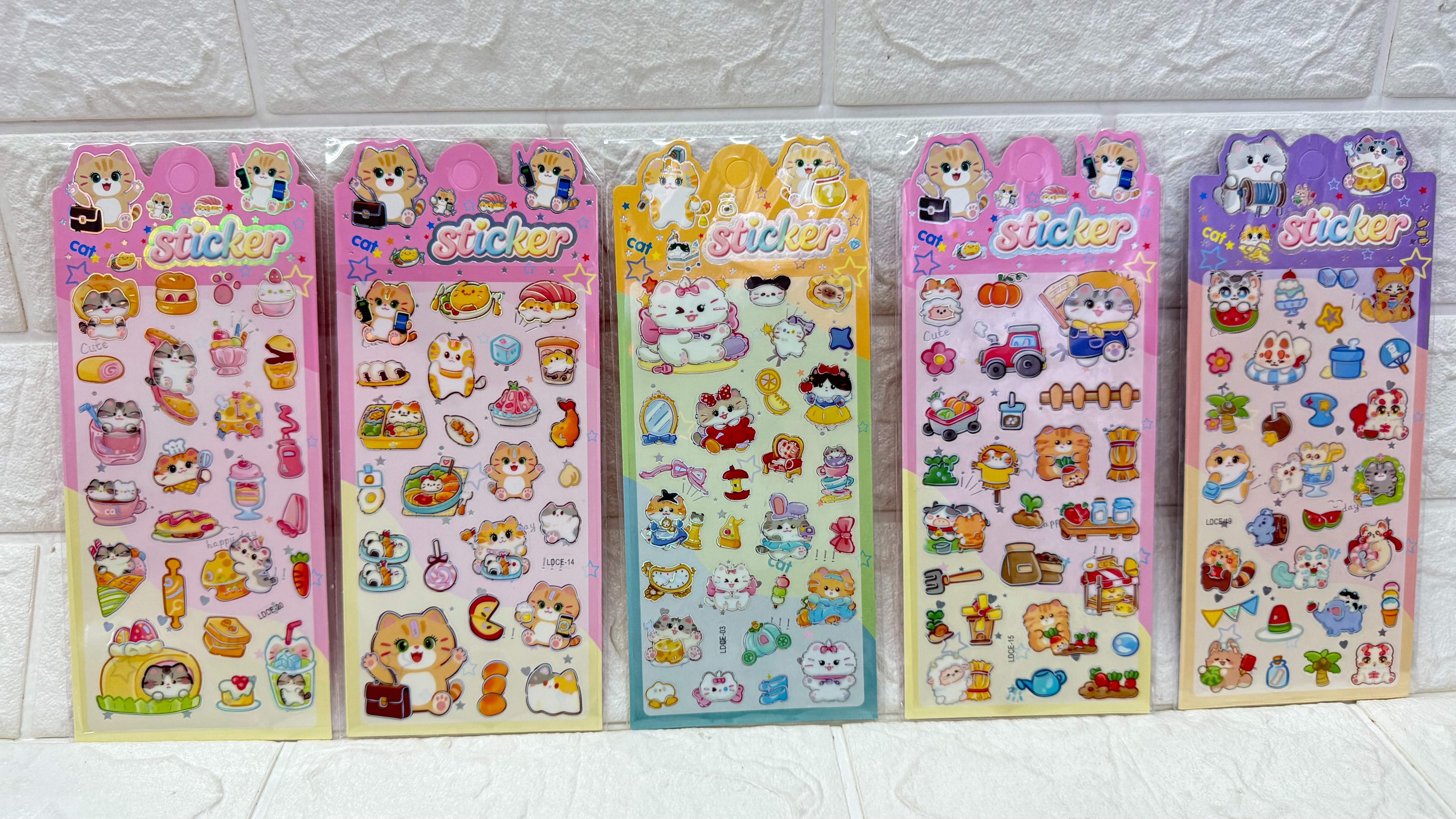 Cute cat-themed gilding landscape sticker set, cartoon cat gilding DIY planner stickers, cute animal transparent stickers, traceless material stickers pic 5