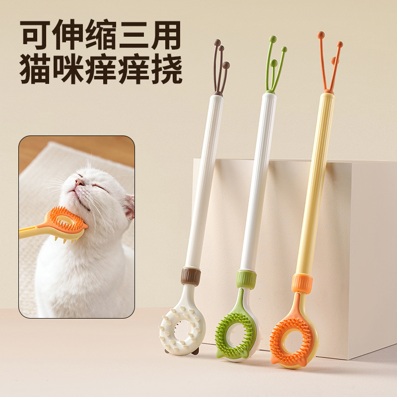 Cat massage interactive tickling, scratching, petting, long-handled retractable comb, brush, plush cat toy Specification image