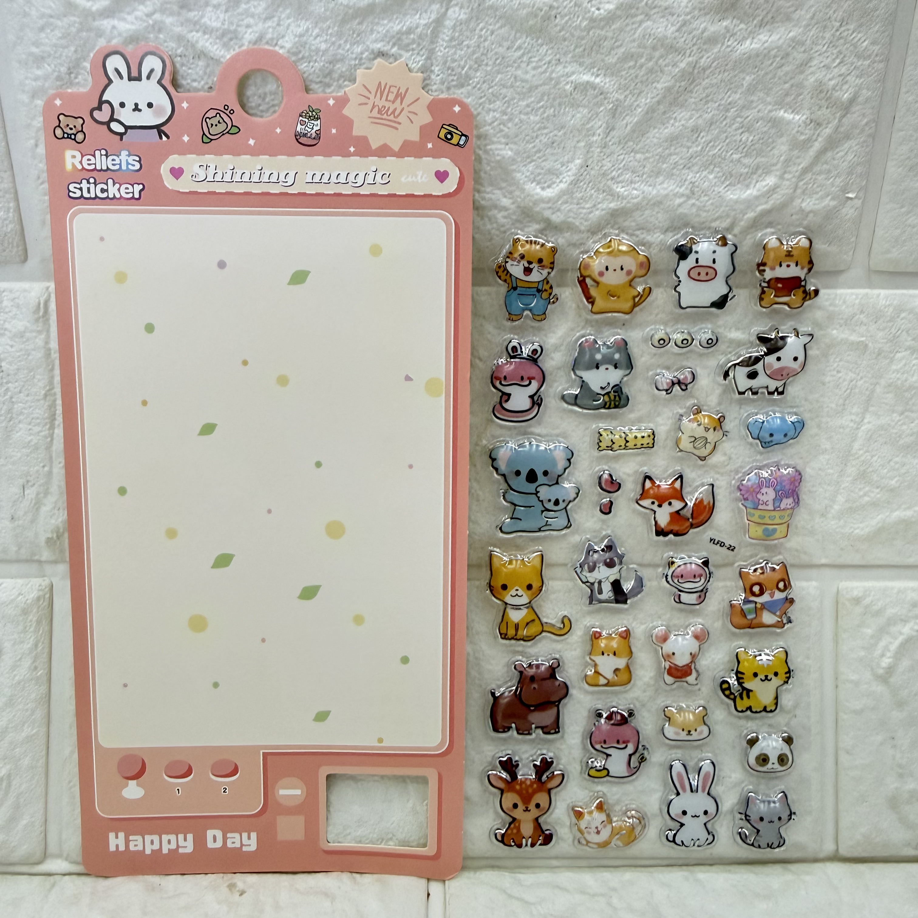 Cartoon 3D embossed stickers, silver-embossed cute animal diy mobile phone decoration stickers, embossed stickers Item Picture