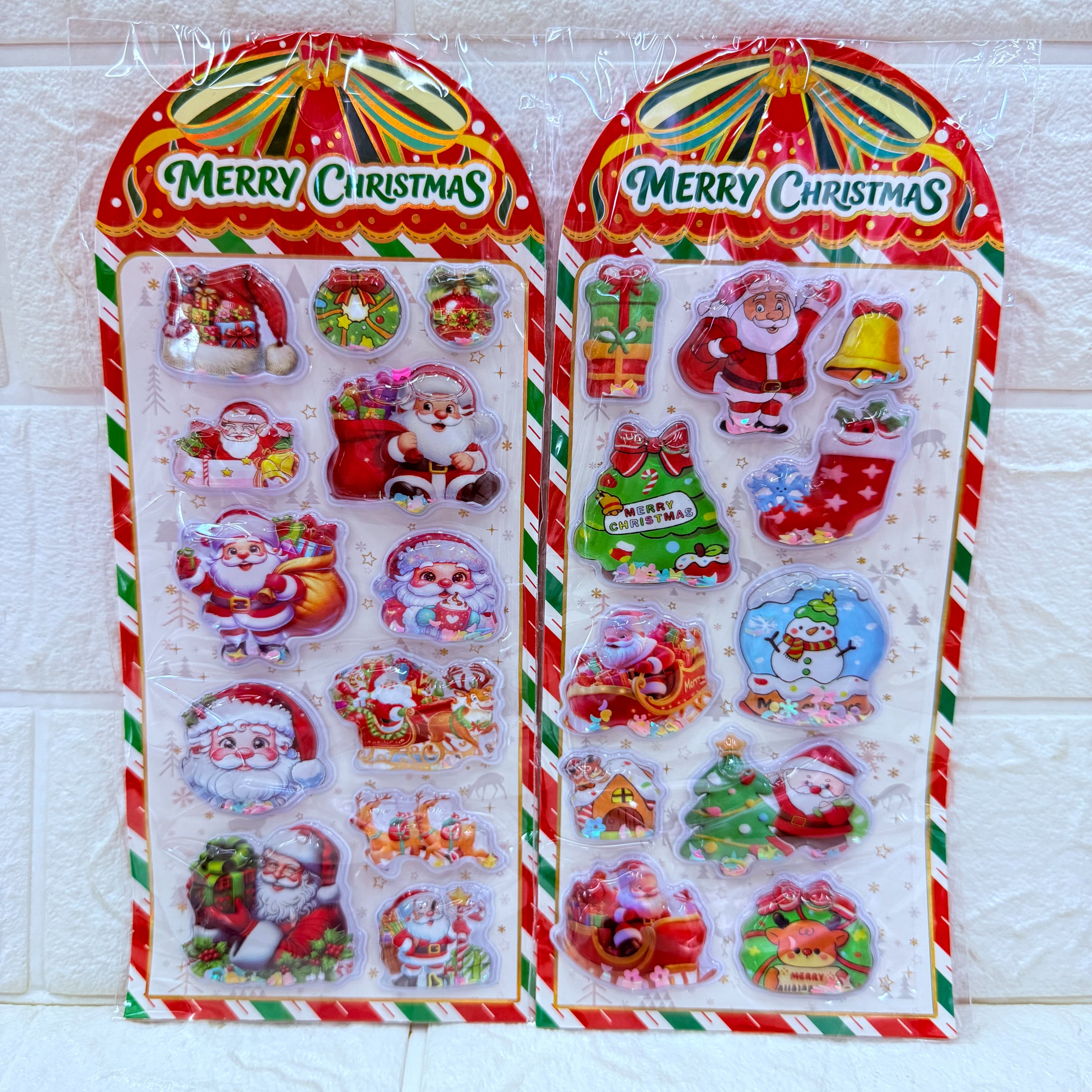 Christmas three-dimensional shaking water sticker, Christmas Shaking Fun Reward decoration sticker, water-filled shaking water sticker Specification image