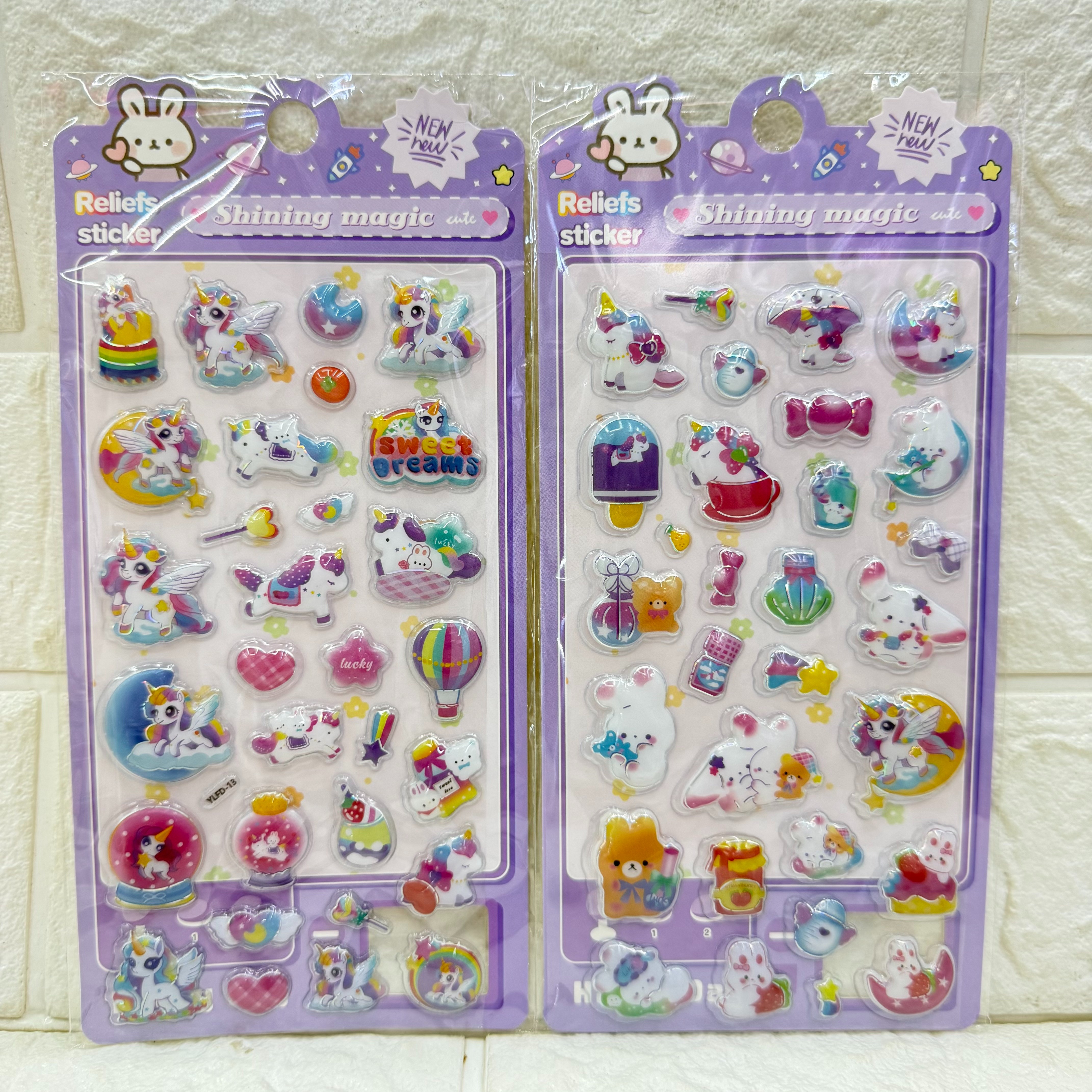 Cartoon 3D embossed stickers, silver-embossed cute animal diy mobile phone decoration stickers, embossed stickers