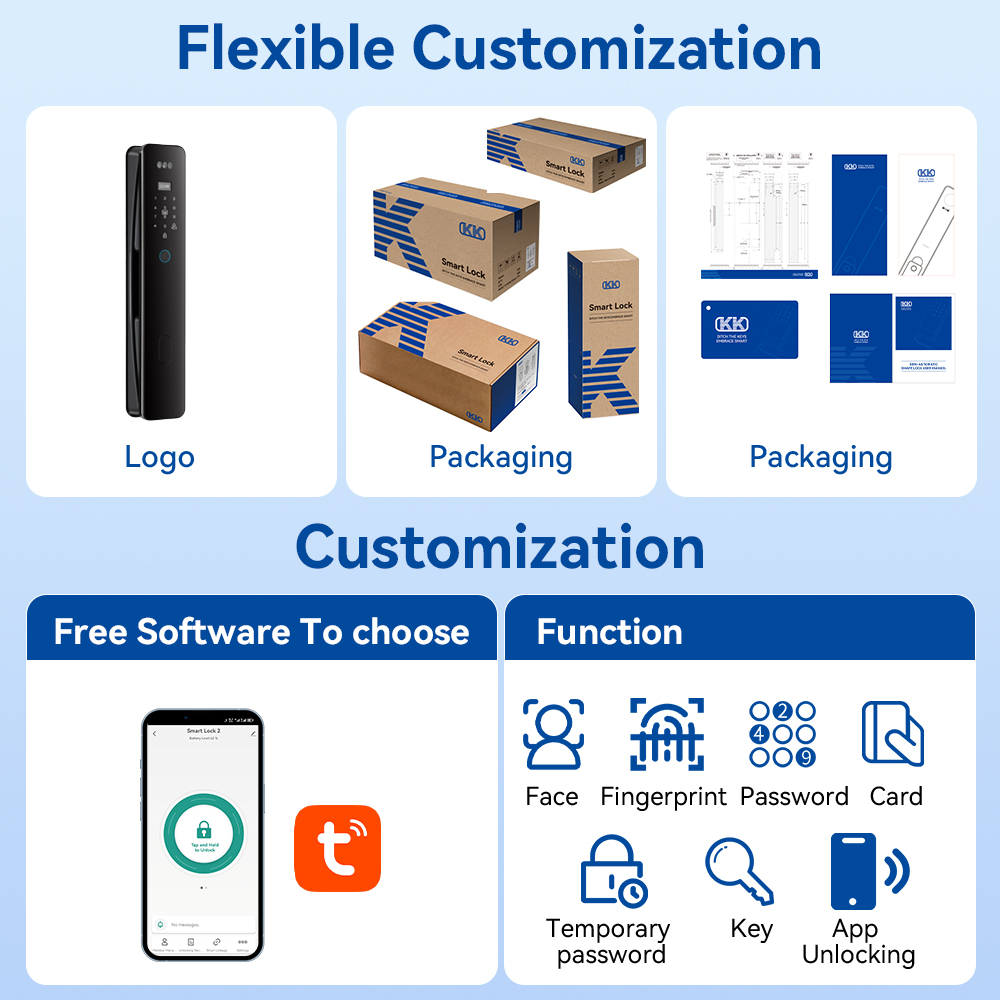Face recognition smart door lock, card swiping smart door lock, AI smart electronic lock, remote APP connection and control K9007 Item Picture