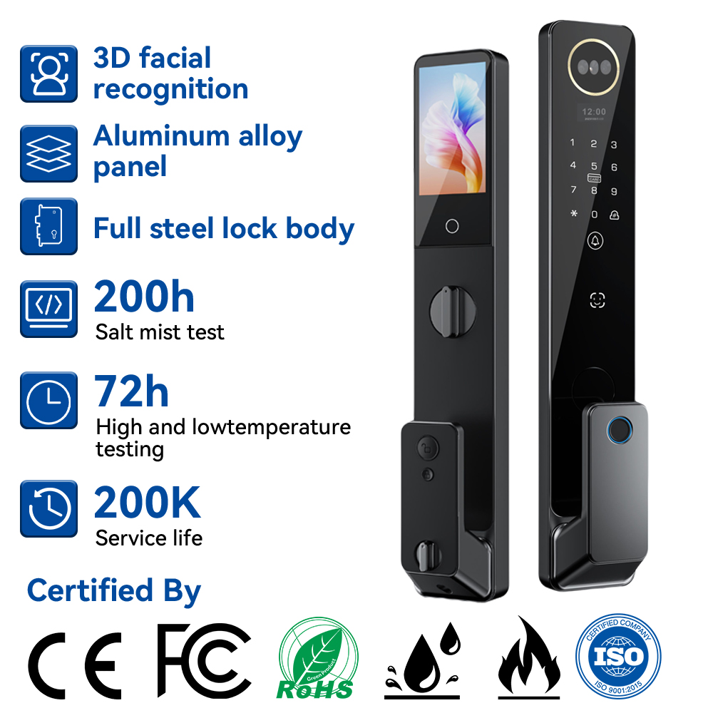 Face recognition smart door lock, card swiping smart door lock, AI smart electronic lock, remote APP connection control K0108 Specification image