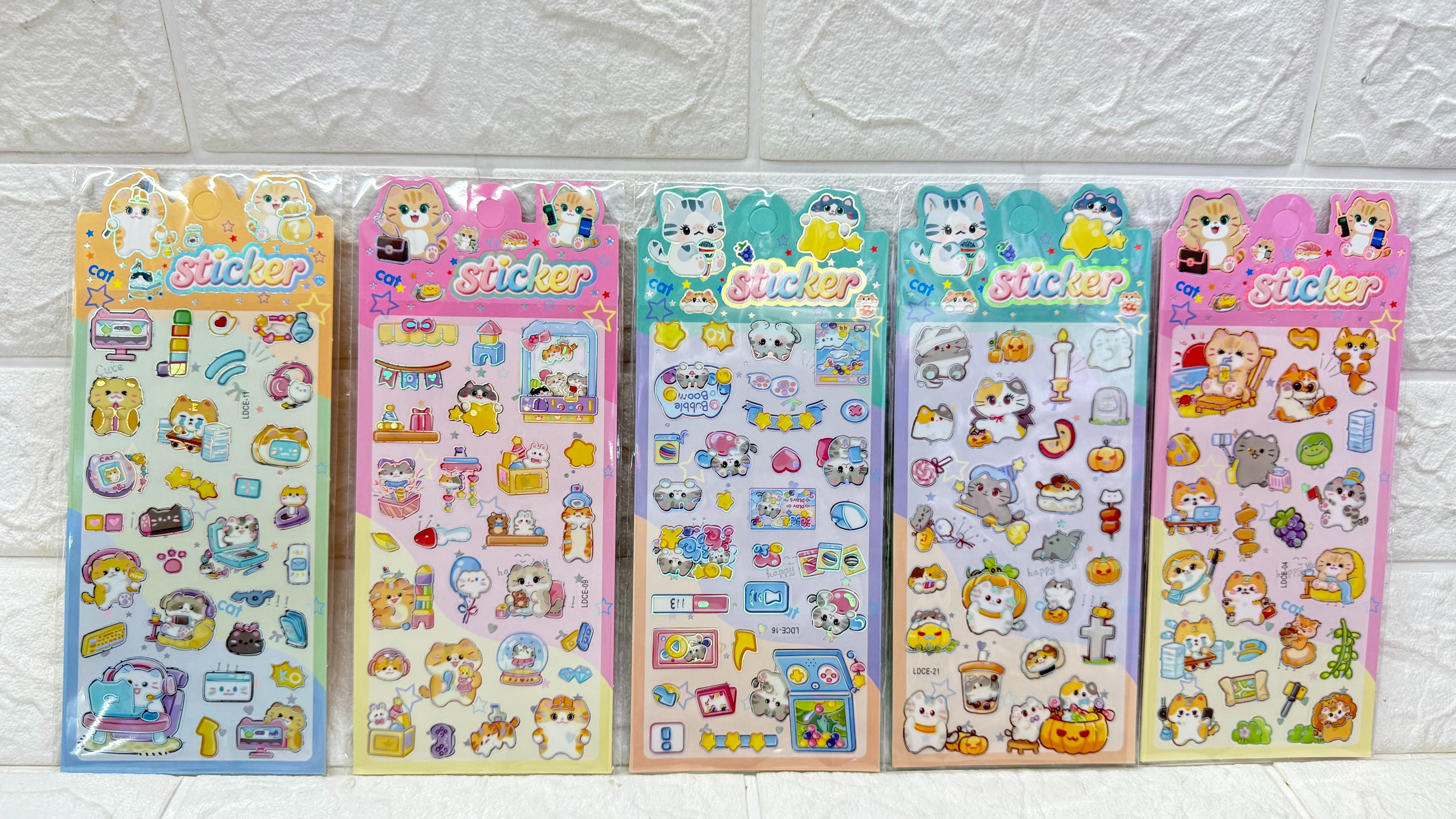 Cute cat-themed gilding landscape sticker set, cartoon cat gilding DIY planner stickers, cute animal transparent stickers, traceless material stickers pic 6