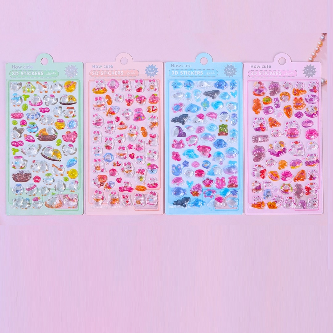diy cartoon 3D relief crystal stickers for mobile phone decoration, solid 3D relief decorative stickers, vacuum forming details Picture