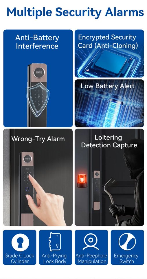 Face recognition smart door lock, card swiping smart door lock, AI smart electronic lock, remote APP connection control K0109 pic 2