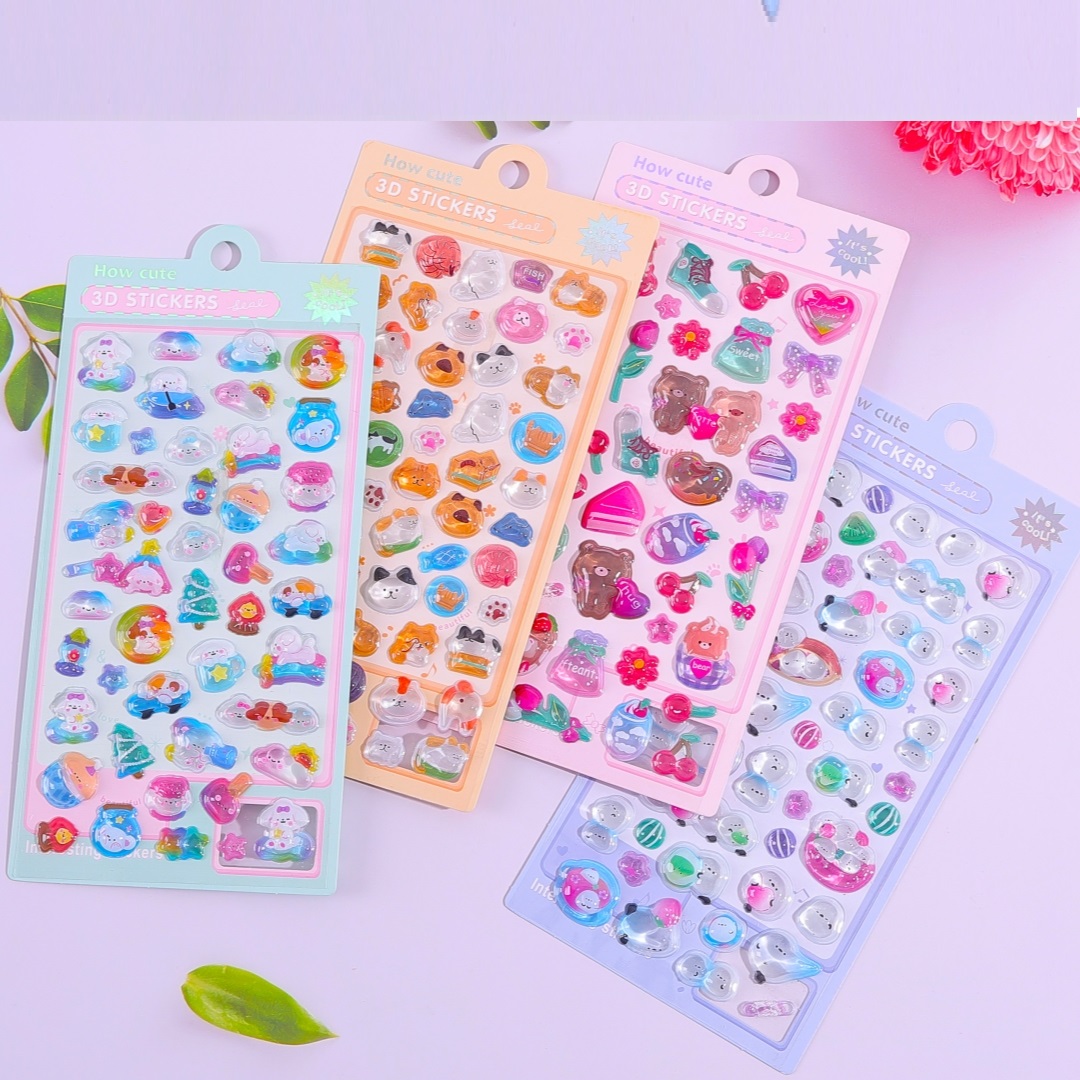diy cartoon 3D relief crystal stickers for mobile phone decoration, solid 3D relief decorative stickers, vacuum forming Application Scenario