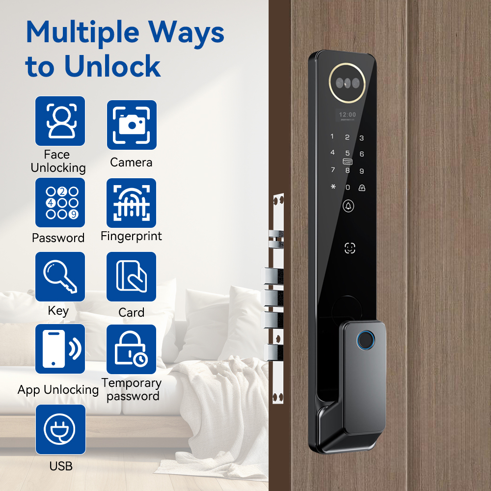 Face recognition smart door lock, card swiping smart door lock, AI smart electronic lock, remote APP connection control K0108 details Picture