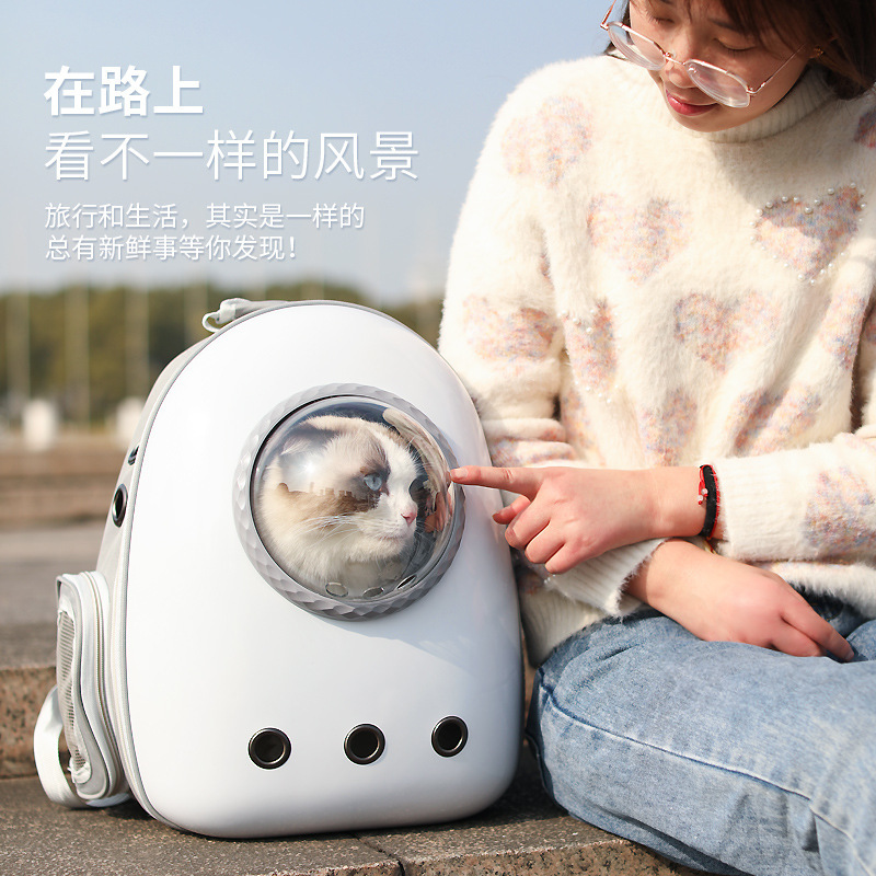 Mochila de gato portátil para salir cápsula espacial mochila de gran capacidad mochila de gato transpirable suministros para mascotas