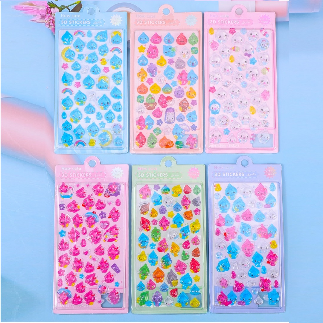 diy cartoon 3D relief crystal stickers for mobile phone decoration, solid 3D relief decorative stickers, vacuum forming