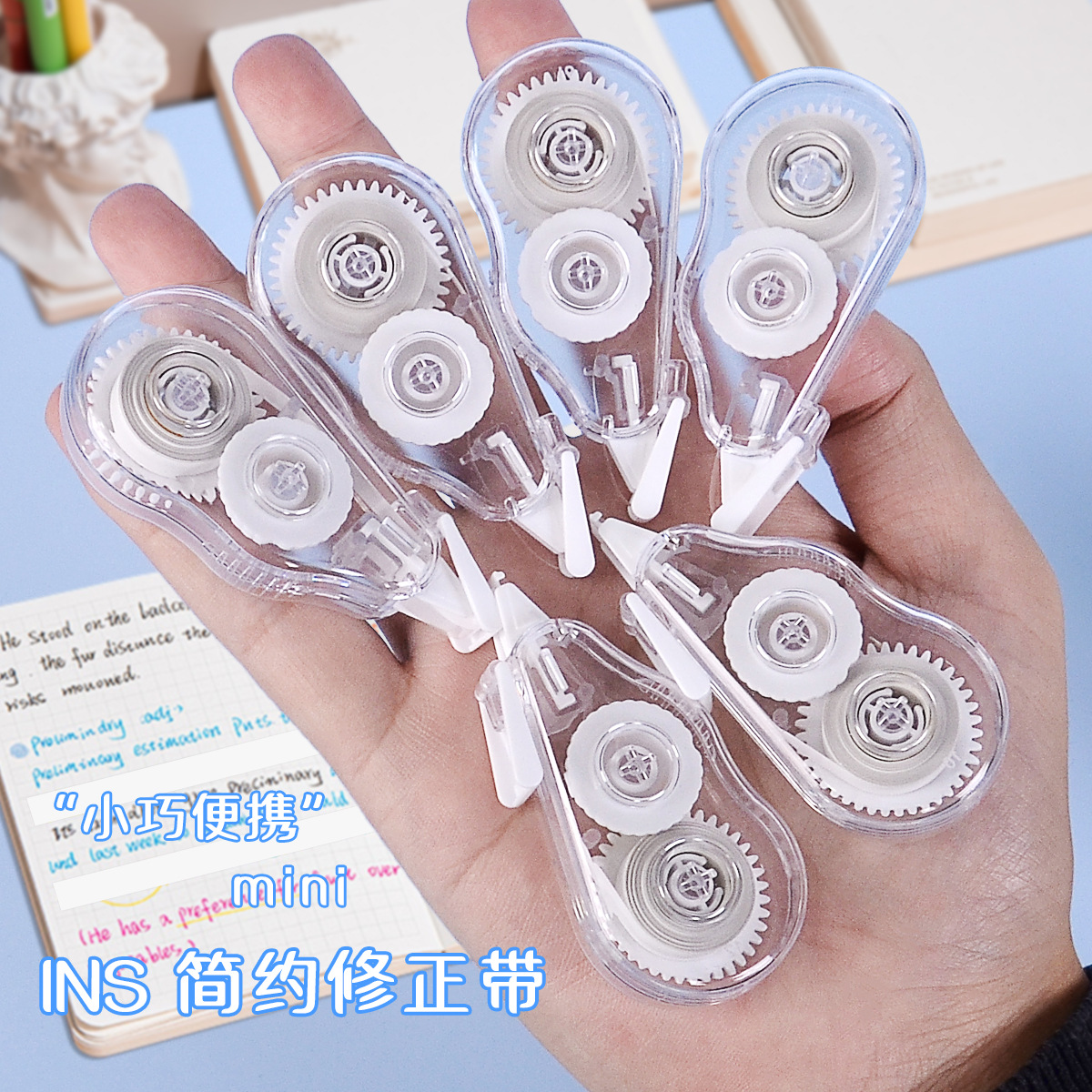 The new 804 mini correction tape is a simple, small, portable and transparent creative silent smooth correction tape Application Scenario