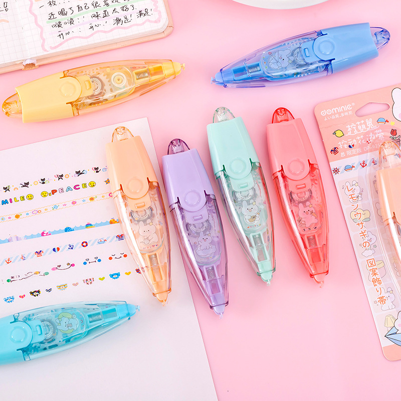 New Domini creative lace correction tape, cute cartoon interchangeable core press-type printed planner decoration tape Specification image