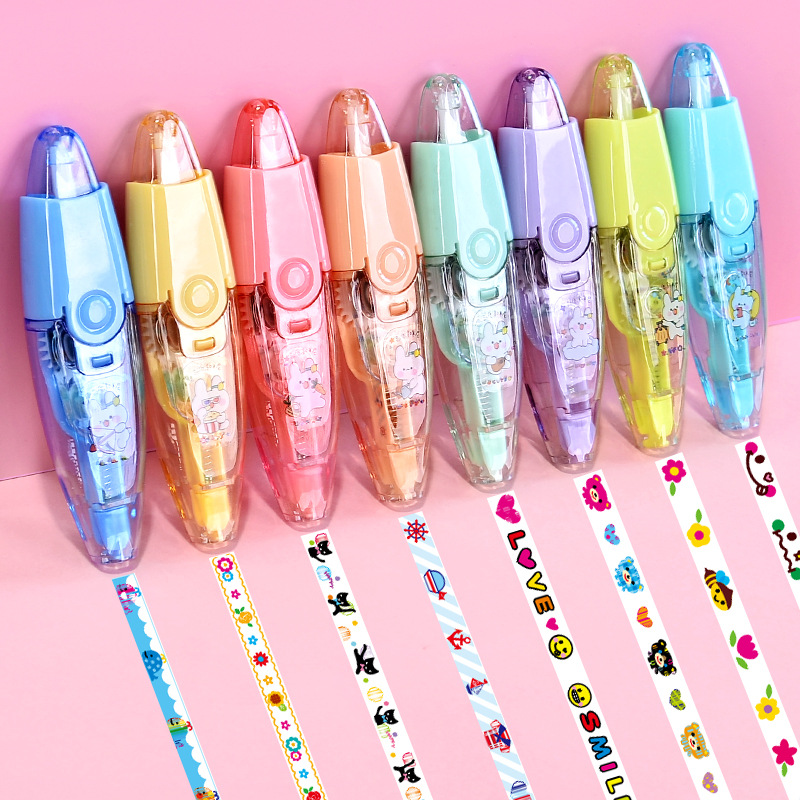 New Domini creative lace correction tape, cute cartoon interchangeable core press-type printed planner decoration tape New Domini creative lace correction tape, cute cartoon interchangeable core press-type printed planner decoration tape