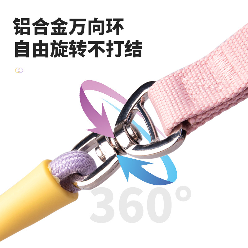 Fresh and color-blocking anti-explosion p leash for dog walking, small dog pet leash details Picture