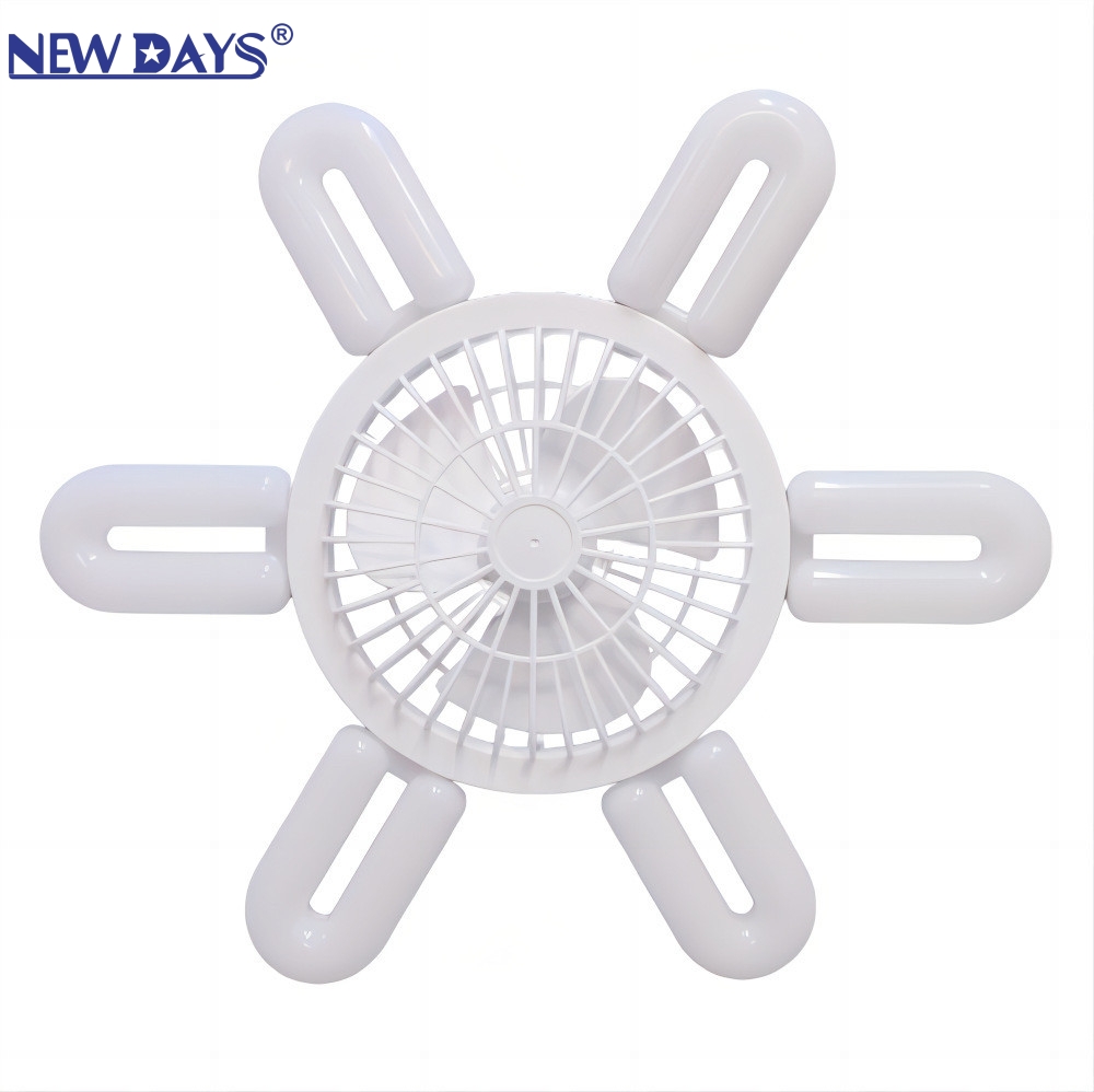 NEWDAYS brand's cross-border new led six-lamp three-blade fan light, E27 screw-top foldable fan light, energy-saving high-brightness remote-controlled dimming lighting ceiling fan Item Picture