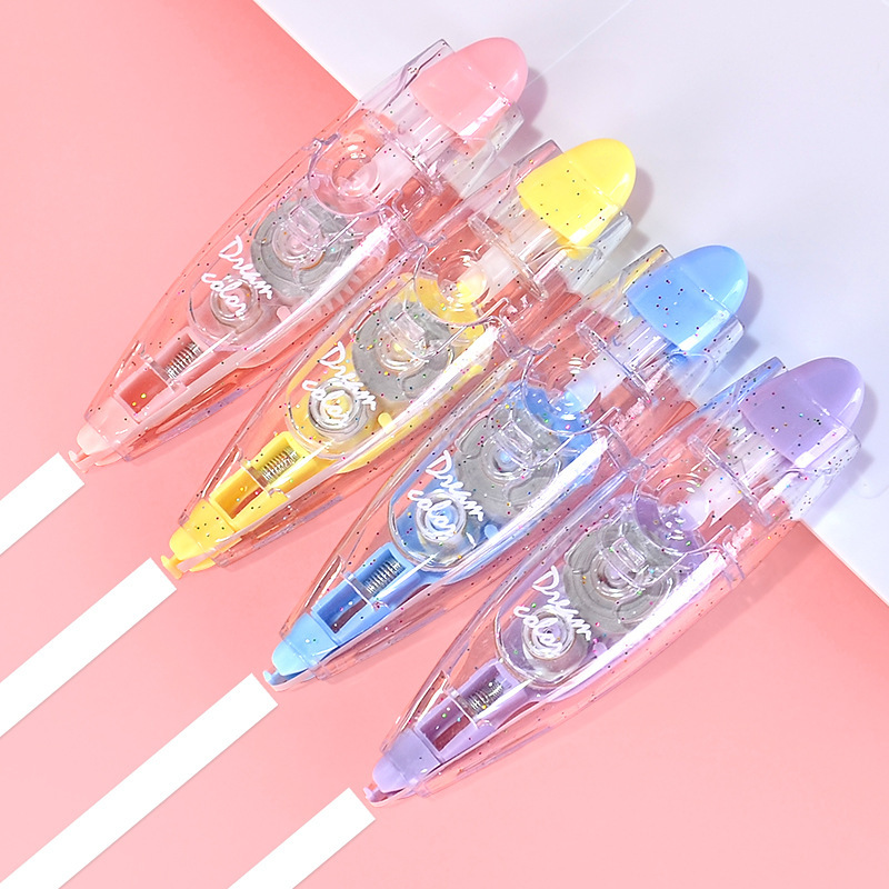 Domini creative push-button correction tape, high appearance level, large capacity, replaceable core, transparent film, primary school student correction tape details Picture