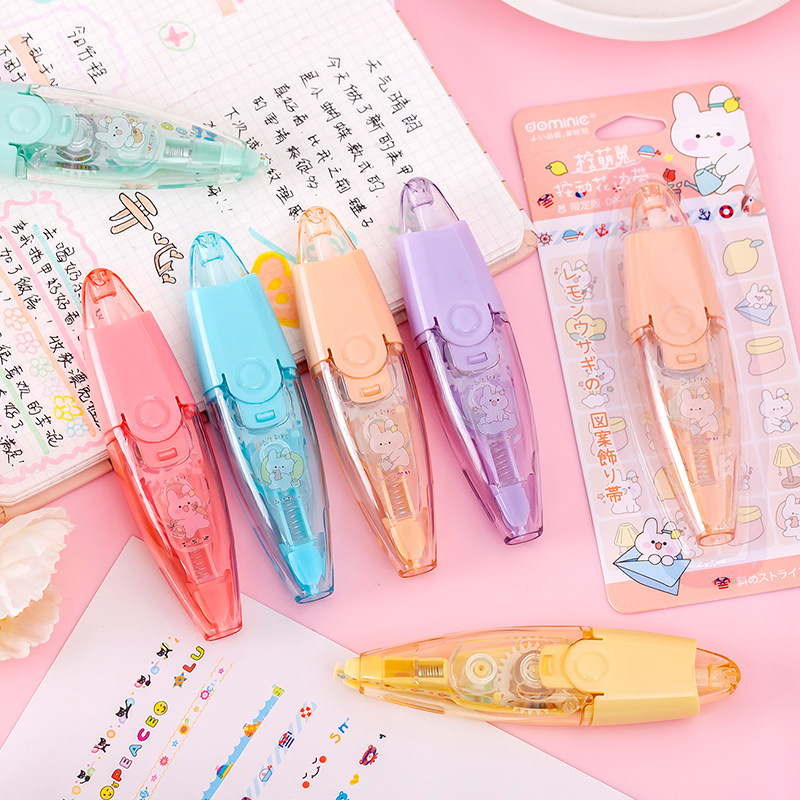 New Domini creative lace correction tape, cute cartoon interchangeable core press-type printed planner decoration tape details Picture