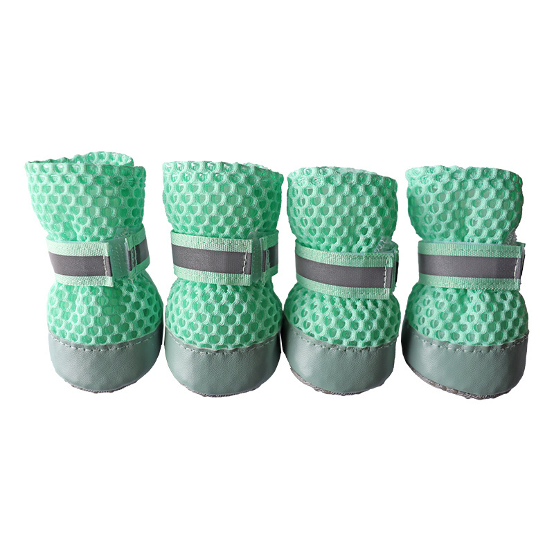Pet dog shoes, breathable mesh shoes, reflective anti-slip leather shoes, convenient to wear, small dog shoes wholesale Specification image