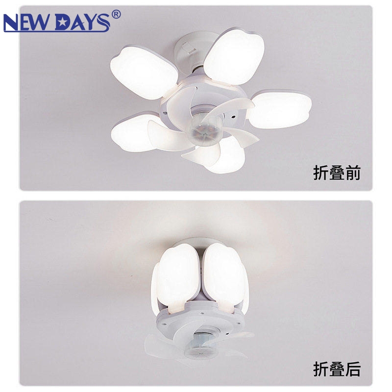 NEWDAYS marca crossover nuevo producto led cinco luces de ventilador, E27 tornillo plegable luz de ventilador silencioso, ahorro de energía resaltado control remoto dimmer iluminación ventilador de techo details Picture