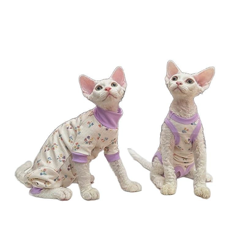 Pet summer floral four-legged vest for catching a cold, Sphinx, Devon cat, light short-sleeved Item Picture