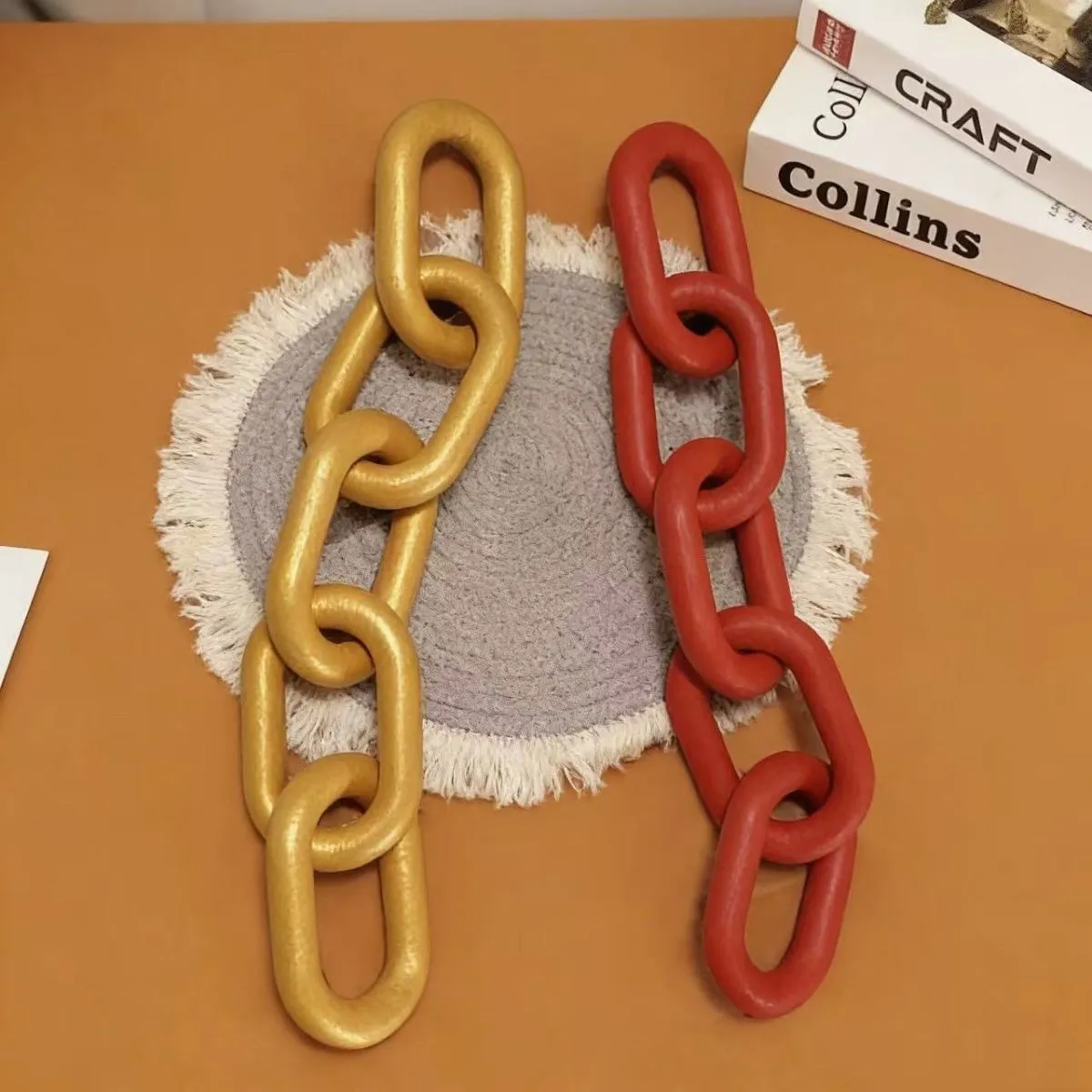 Solid-color solid wood chain creative wall decoration, fashionable and simple background decoration hanging piece, trendy and versatile decoration piece for homestay detail image 3