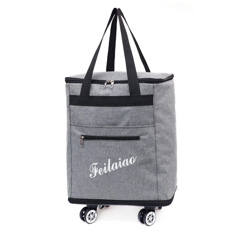 Hand-held travel bag, swivel wheel luggage bag, double-shoulder foldable large-capacity travel storage bag with wheels detail image 7