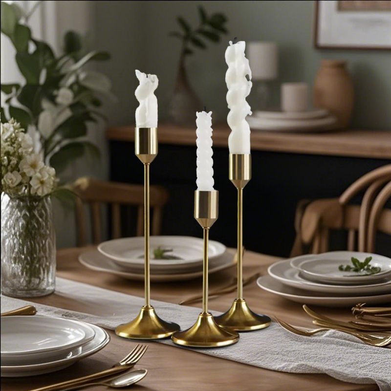 Nordic copper-plated candlestick, European birthday romantic candlelight dinner, wedding props, wedding ornaments, dining table, candlestick detail image 10
